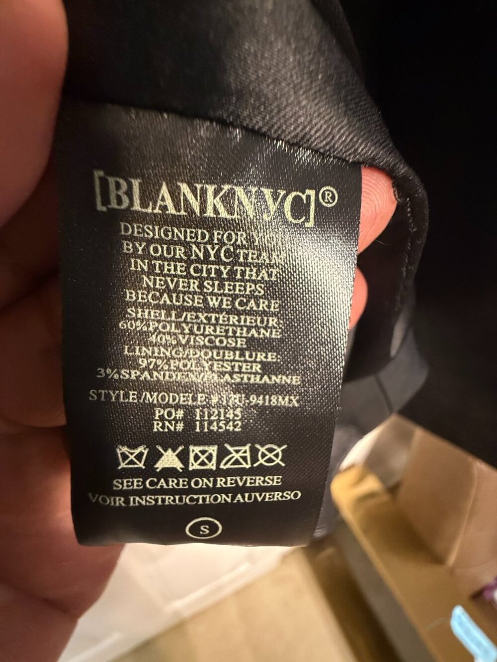 Blank NYC Black Faux Leather Blazer | Single Button | Vegan Leather | Size Small - Picture 11 of 11